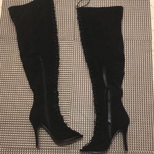 Thigh High Lace Up Boots (Open Toe)